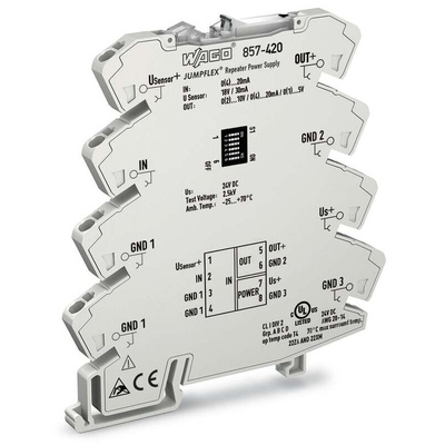 Wago 857 Series Signal Conditioner, Current Input, Current, Voltage Output, 24V dc Supply
