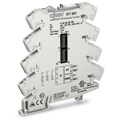 Wago 857 Series Signal Conditioner, Temperature Input, Current, Voltage Output, 24V dc Supply