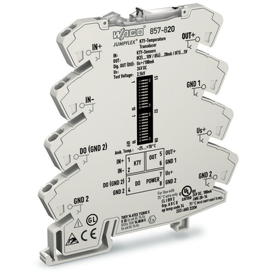 Wago 857 Series Signal Conditioner, Temperature Input, Current, Voltage Output, 24V dc Supply