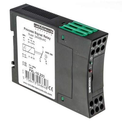 Brodersen Controls MINI MCR-2-TB Series Signal Conditioner, Current, Voltage Input, Relay Output, 24V ac Supply