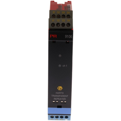 PR Electronics 9100 Series Transparent Repeater, Current Input, Current, Relay Output, 19.2 → 31.2V dc Supply,
