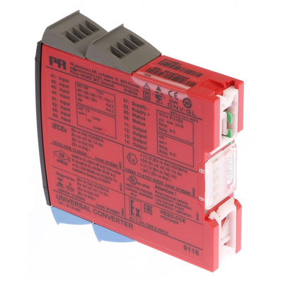 PR Electronics 9100 Series Universal Converter, Universal Input, Current, Relay Output, 19.2 → 31.2V dc Supply