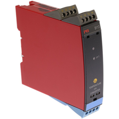 PR Electronics 9100 Series Temperature Converter, Current, RTD, Thermocouple Input, Current, Relay Output, 19.2