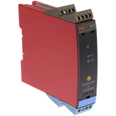 PR Electronics 9100 Series Temperature Converter, Current, RTD, Thermocouple Input, Current, Relay Output, 19.2