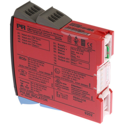 PR Electronics 9200 Series Pulse Isolator, NAMUR Sensor, Switch Input, Relay Output, 19.2 → 31.2V dc Supply, ATEX