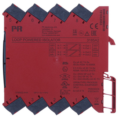 PR Electronics 3100 Series Loop Powered Isolator, Current Input, Current Output, ATEX