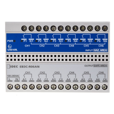 Idec 6 Channel Zener Barrier, Intrinsic Safety Barrier, Relay Output, ATEX