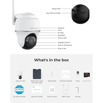Reolink Indoor, Outdoor Solar Powered Wifi CCTV Camera, 3840 x 2160 Resolution