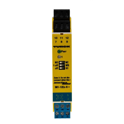 Turck 1 Channel Galvanic Barrier, Isolating Amplifier, NAMUR Sensor, Switch Input, Relay Output, ATEX, IECEx