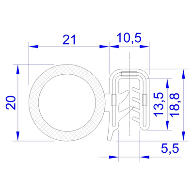 RS PRO Black EPDM  Edging Strip, 20m