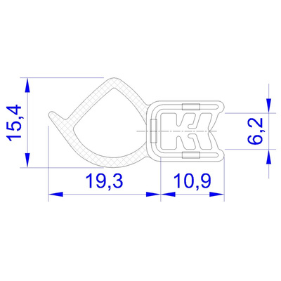 RS PRO Black EPDM  Edging Strip, 20m