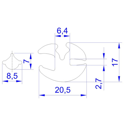 RS PRO Black EPDM Edging Strip, 20.5mm