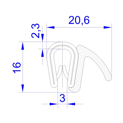 RS PRO Black PVC, Steel  Edging Strip, 20m