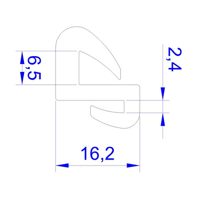 RS PRO Black EPDM  Edging Strip, 16.2mm