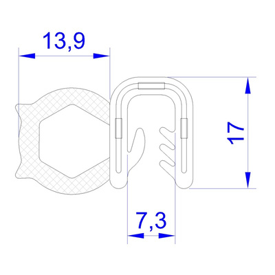 RS PRO Black EPDM  Edging Strip, 20m