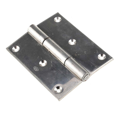 RS PRO Stainless Steel Butt Hinge, Screw Fixing, 100mm x 80mm x 3mm