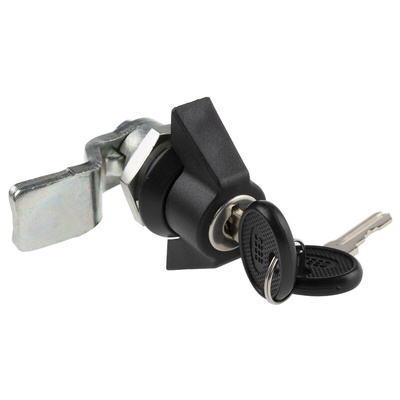 RS PRO Black Cabinet Lock, 8.5mm Panel-to-Tongue, 22.2 x 20.2mm Cutout, Key Unlock