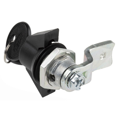 RS PRO Black Cabinet Lock, 8.5mm Panel-to-Tongue, 22.2 x 20.2mm Cutout, Key Unlock