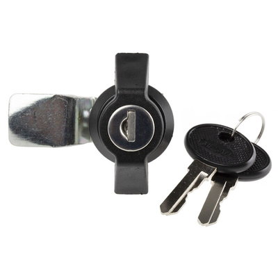 RS PRO Black Cabinet Lock, 8.5mm Panel-to-Tongue, 22.2 x 20.2mm Cutout, Key Unlock