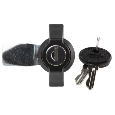 RS PRO Black Cabinet Lock, 14.5mm Panel-to-Tongue, 22.2 x 20.2mm Cutout, Key Unlock