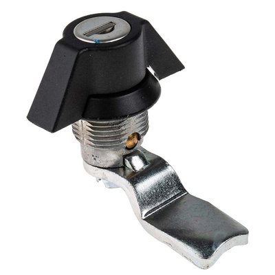 RS PRO Black Cabinet Lock, 28.5mm Panel-to-Tongue, 22.2 x 20.2mm Cutout, Key Unlock
