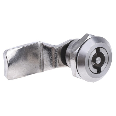 RS PRO Silver Stainless Steel Cabinet Lock, 26mm Panel-to-Tongue, Key Unlock