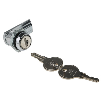 RS PRO Chrome Die Cast Cabinet Lock, 20mm Panel-to-Tongue, 19.5 x 16.5mm Cutout, Key Unlock