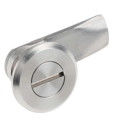 RS PRO Stainless Steel Slotted Head Lock, 18mm Panel-to-Tongue, 20.2 x 22.2mm Cutout, Slotted Head Unlock