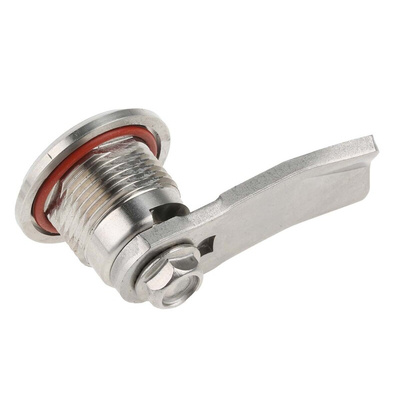 RS PRO Stainless Steel Slotted Head Lock, 18mm Panel-to-Tongue, 20.2 x 22.2mm Cutout, Slotted Head Unlock