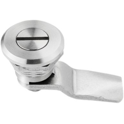 RS PRO Stainless Steel Slotted Head Lock, 18mm Panel-to-Tongue, 20.2 x 22.2mm Cutout, Slotted Head Unlock