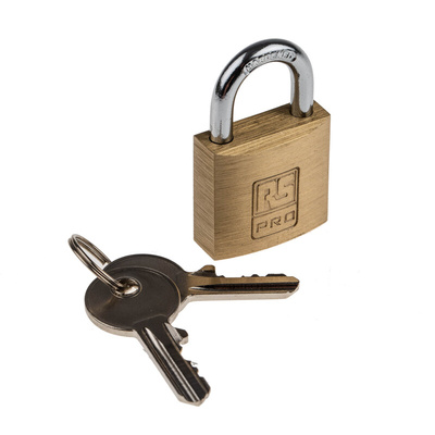 RS PRO Key Weatherproof Brass Padlock, 5mm Shackle, 30mm Body
