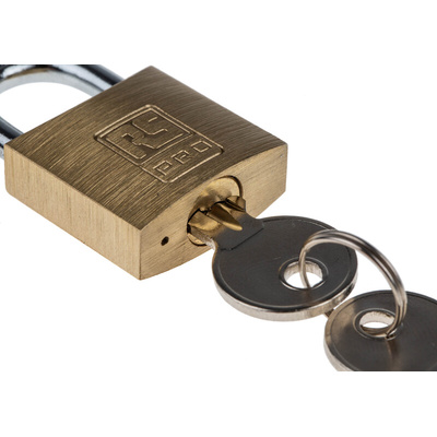 RS PRO Key Weatherproof Brass Padlock, 5mm Shackle, 30mm Body