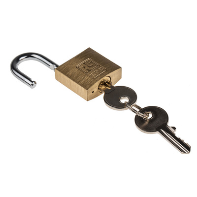 RS PRO Key Weatherproof Brass Padlock, 5mm Shackle, 30mm Body