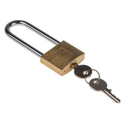RS PRO Key Weatherproof Brass Padlock, 6mm Shackle, 40mm Body