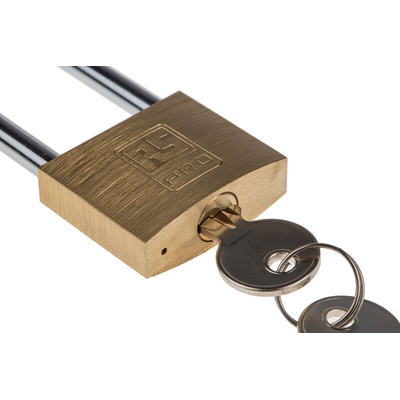 RS PRO Key Weatherproof Brass Padlock, 6mm Shackle, 40mm Body