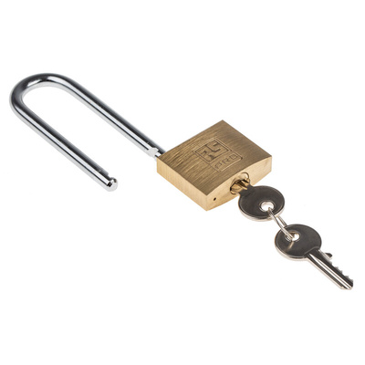 RS PRO Key Weatherproof Brass Padlock, 6mm Shackle, 40mm Body