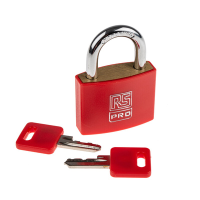 RS PRO Key Weatherproof Brass Padlock, 6mm Shackle, 43mm Body