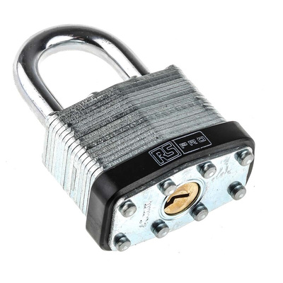 RS PRO Key Weatherproof Steel Padlock, 7mm Shackle, 40mm Body