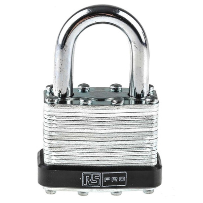 RS PRO Key Weatherproof Steel Padlock, 7mm Shackle, 40mm Body
