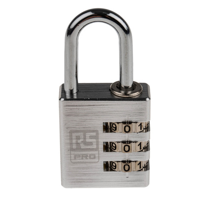 RS PRO Combination Weatherproof Aluminium Combination Padlock, 5mm Shackle, 30mm Body