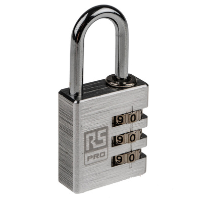 RS PRO Combination Weatherproof Aluminium Combination Padlock, 5mm Shackle, 30mm Body