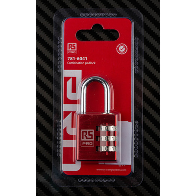 RS PRO Combination Weatherproof Aluminium Combination Padlock, 5mm Shackle, 30mm Body
