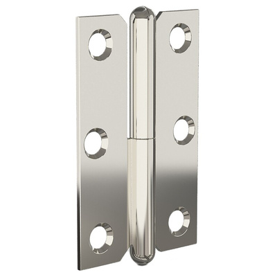 Pinet Steel Butt Hinge with a Lift-off Pin, Screw Fixing, 80mm x 50mm x 1.5mm