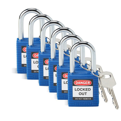Brady Key Weatherproof Nylon, Steel Security Padlock, 6mm Shackle, 38mm Body
