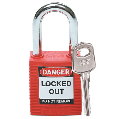 Brady Key Weatherproof Nylon, Steel Security Padlock, 6mm Shackle, 38mm Body