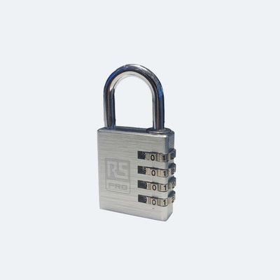 RS PRO Combination Aluminium Combination Padlock, 6mm Shackle, 40mm Body