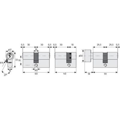 ABUS Steel Cylinder Lock, 30/35 mm (71mm)