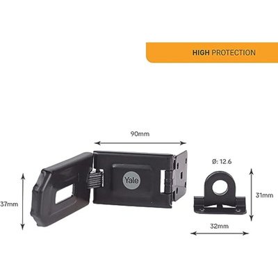 YALE Hardened Steel Hasp & Staple, 68.8 x 46mm
