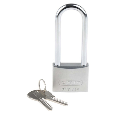 ABUS 64TI Key Weatherproof Titanium Weatherproof Padlock, 8mm Shackle, 50mm Body