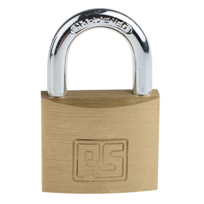 RS PRO Key Weatherproof Brass Padlock, 6mm Shackle, 40mm Body